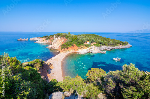 Amazing beach of Agios Vasileios, near famous resort of Agia Anna, Euboea, Greece.
