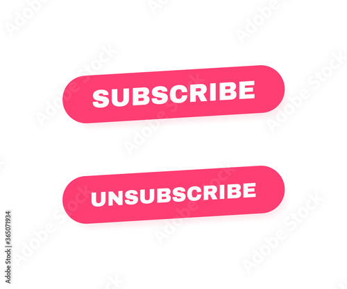 Subscribe and unsubscribe geometric button label for videos channel. Modern vector illustration