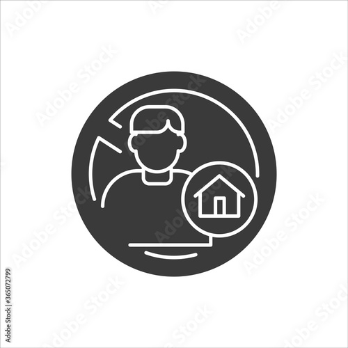 Homeless black glyph icon. Social problem concept. Sign for web page, mobile app, banner, social media.