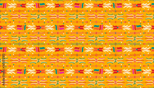 Seamless pattern with Brazilian Ethnic Motifs in 6 colors