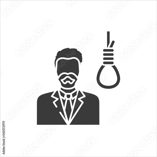 Suicide black glyph icon. Mental disorder. Social problem, mortality concept. Sign for web page, mobile app, banner, social media