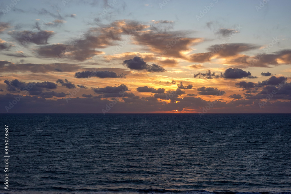 A colorful sunrise over the Atlantic ocean