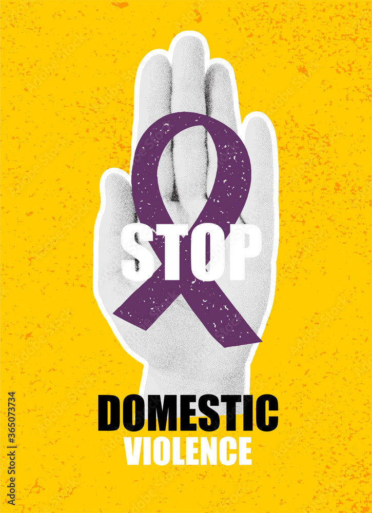 Domestic violence pop art banner on yellow background Stock Vector ...