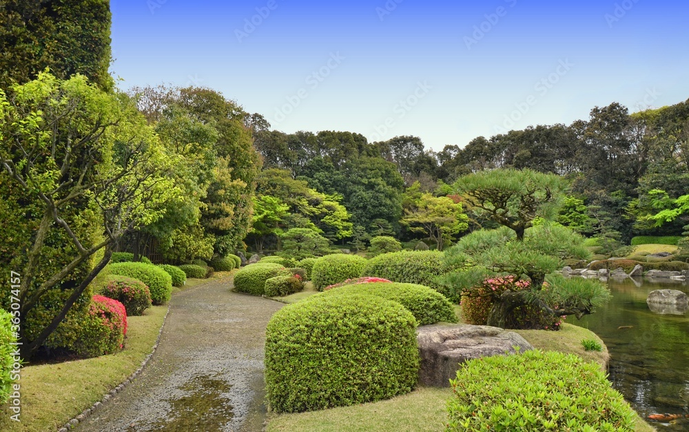 Ohori Park Japanese Garden in Fukuoka city, Japan