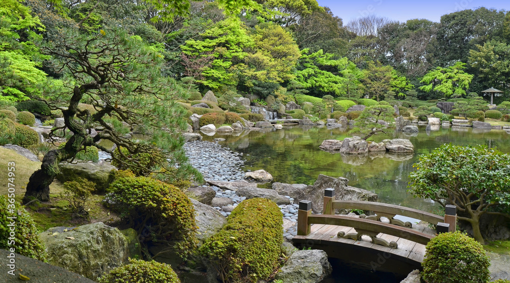 Ohori Park Japanese Garden in Fukuoka city, Japan