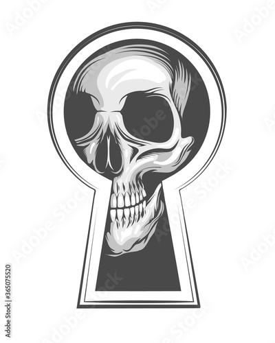 Skull Looks Through Keyhole Tattoo