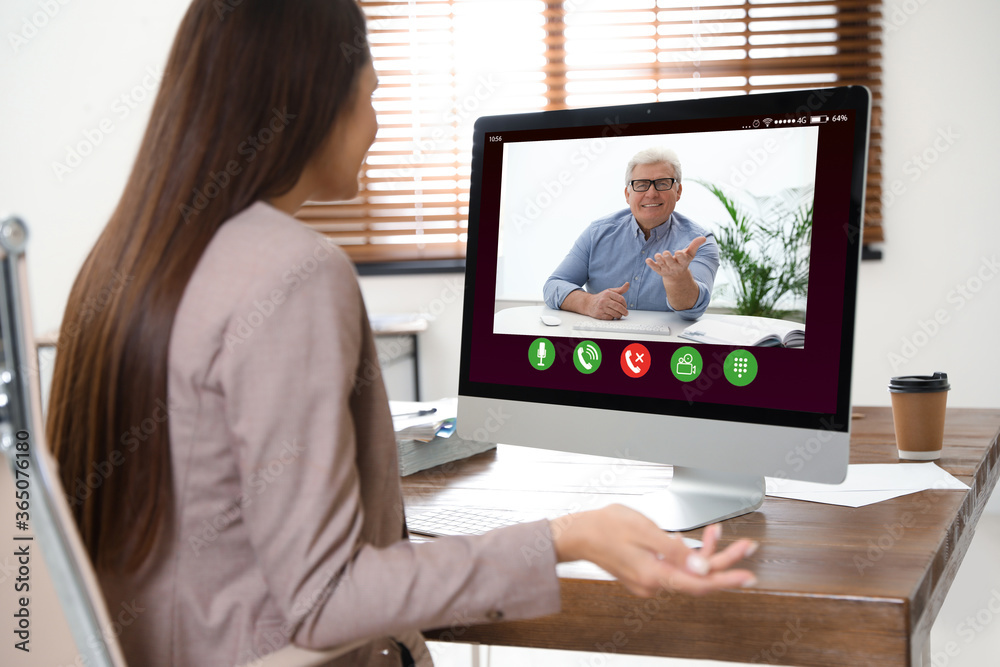 Distance learning, online school lesson. Girl studying at home during quarantine and lockdown due to Covid-19 pandemic Distance learning, online school lesson. Girl studying at home during quarantine and lockdown due to Covid-19 pandemic