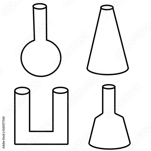 flasks for chemistry, vector, illustration, illustrator, school, school classes, chemistry, flasks for chemistry line art