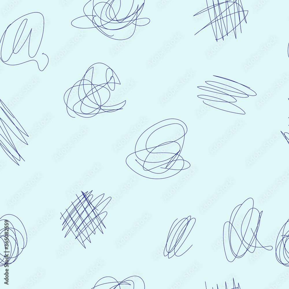 Seamless pattern of hand drawn doodle shapes, design elements. The scribble of a gel pen. Seamless pattern of hand drawn doodle shapes, design elements. The scribble of a gel pen.