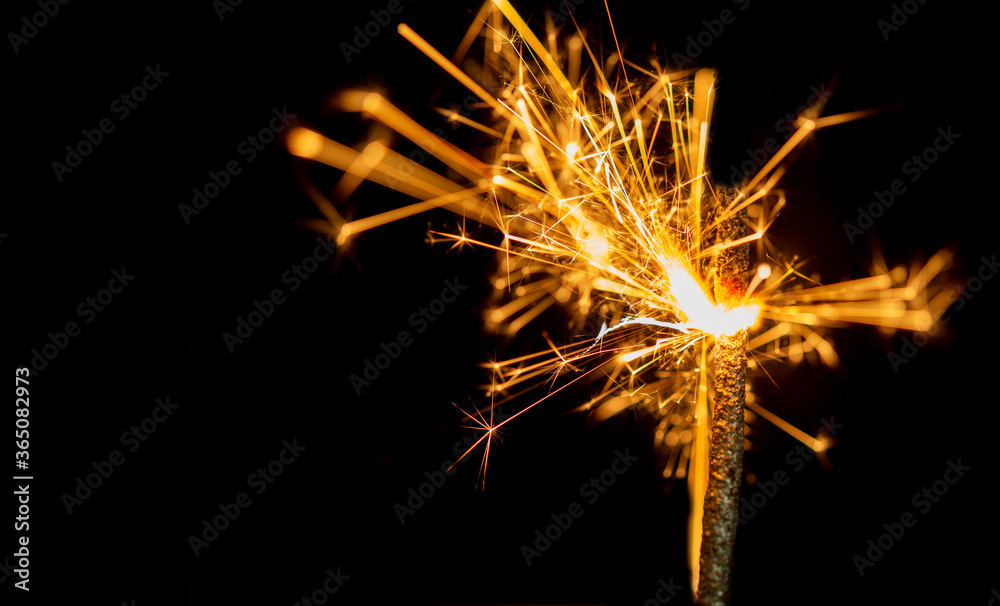 Lit sparkle light closeup view with banner copy space Lit sparkle light closeup view with banner copy space