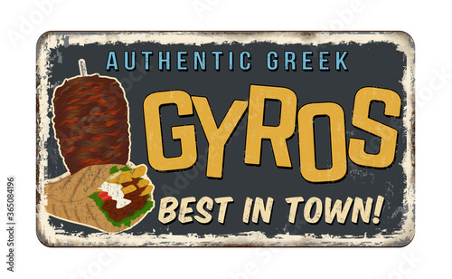 Gyros vintage rusty metal sign