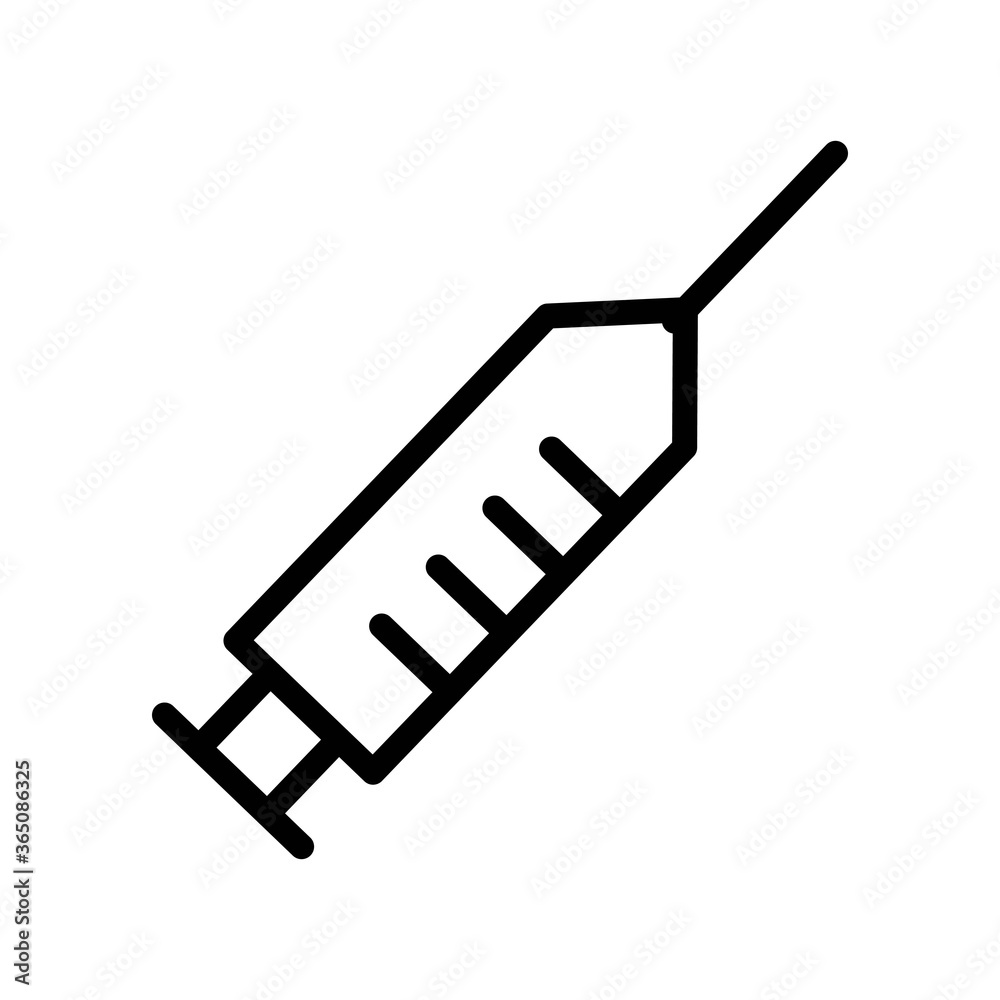 Syringe icon in line design style. Injection symbol. Vaccination against virus infection. Syringe icon in line design style. Injection symbol. Vaccination against virus infection.
