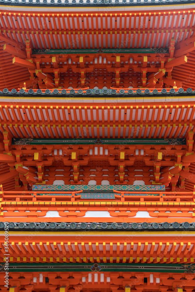 Sanjunotou Detail of Three Store Pagoda at Kiyomizu-dera Temple Complex. Located at Higashiyama-ku, Kyoto, Japan Sanjunotou Detail of Three Store Pagoda at Kiyomizu-dera Temple Complex. Located at Higashiyama-ku, Kyoto, Japan