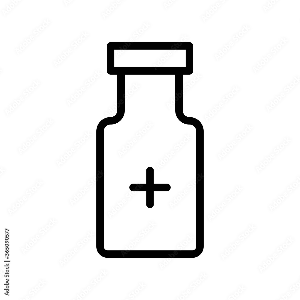 Line medical drug bottle icon. Pill container symbol. Medication sign.