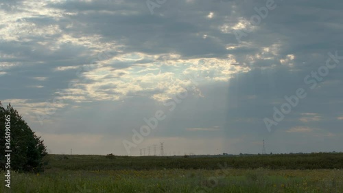 Morning Sky with Sun Ray Clouds - Time Lapse