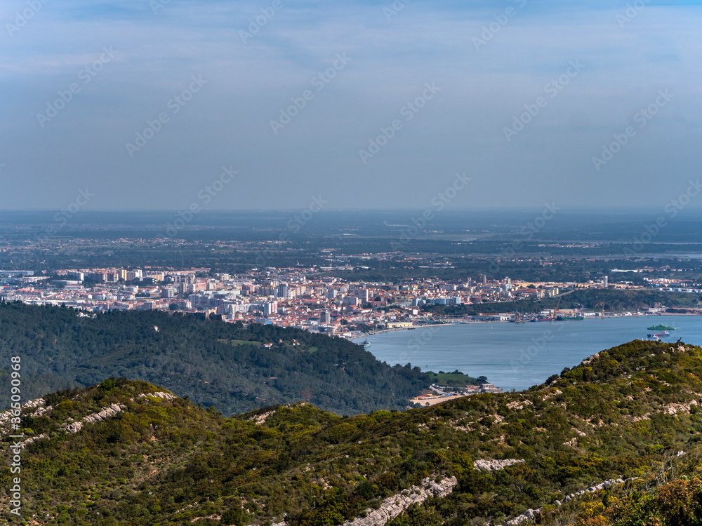 Setubal city view from Arrabida Natural Park Hill, in Portugal