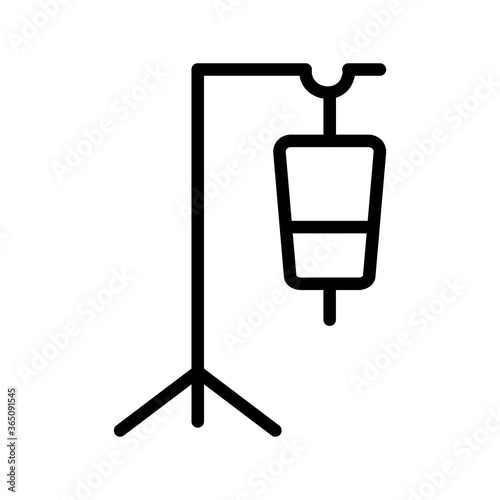 IV bag icon in line design style. Blood infusion bag symbol.
