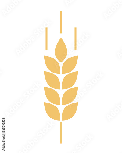 Wheat logo. Icon bakery. Spike wheat. Bread grain isolated on background. Stalk oat, barley, corn, rye, malt, bran, millet, maize, rice. Harvest seed for flour. Silhouette ear of wheat. Sign crop