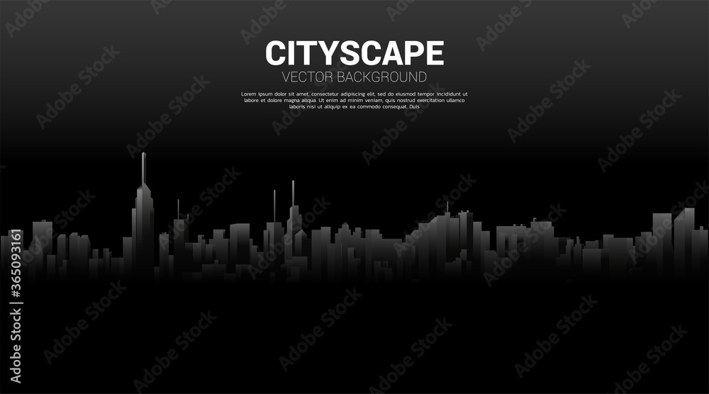 Panorama city Building background with light and shadow. Background for big city and urban life.