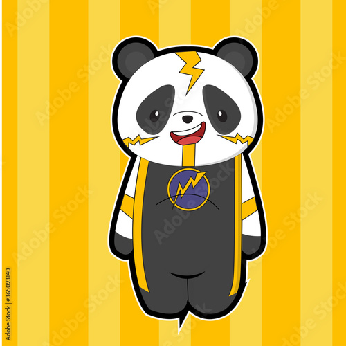 cartoon panda using super hero clothes photo