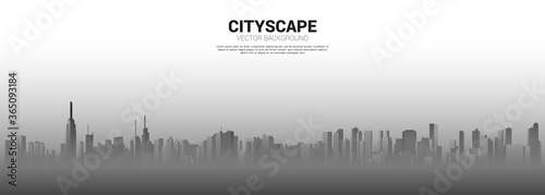 Panorama city Building background with light and shadow. Background for big city and urban life.