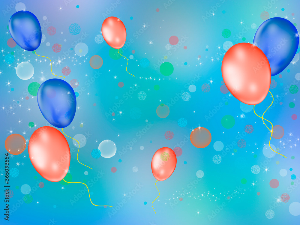 Abstract background with flying bubbles and balloons, smooth lines and stripes on a blue background. Abstract background with flying bubbles and balloons, smooth lines and stripes on a blue background.