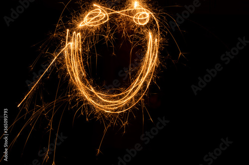 Photos of drawings with sparklers on July 4th
