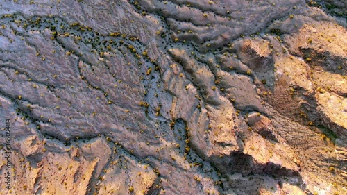 Textured Desert Floor at Height. Morning Sunlight in Arizona