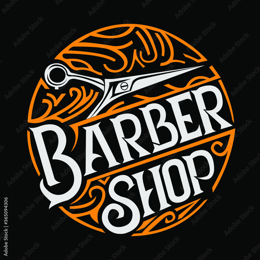 barbeshop logo on the black beground barbeshop logo on the black beground