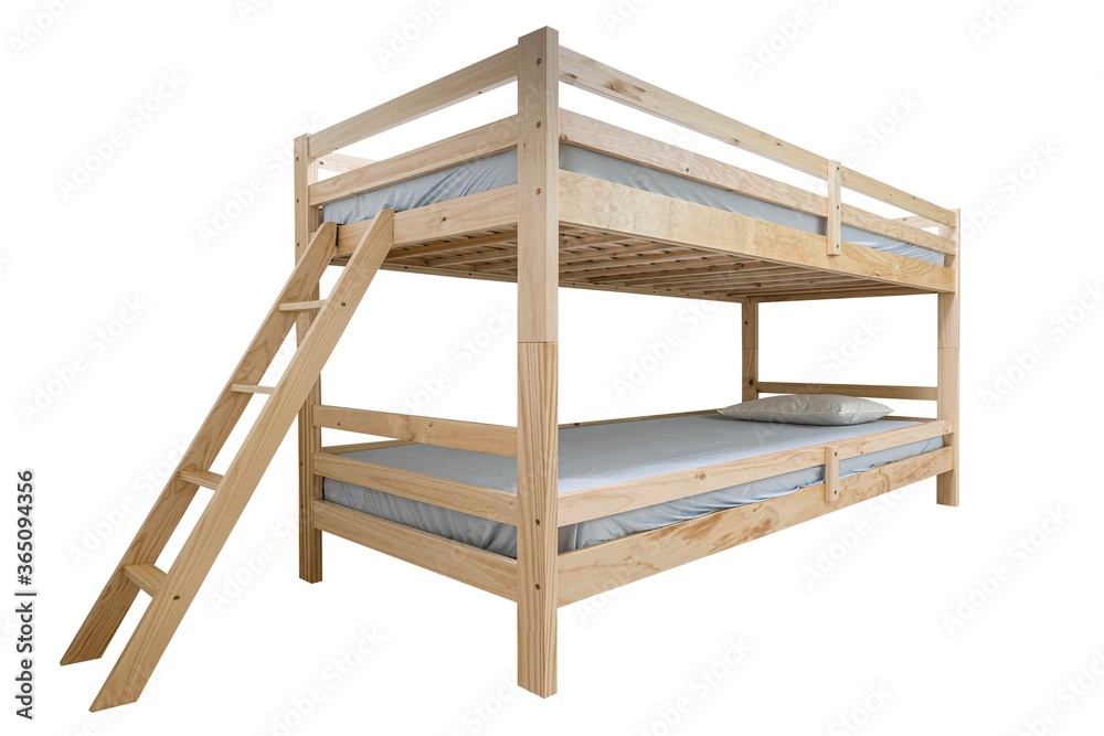 Bunk bed and mattress isolated on a white background