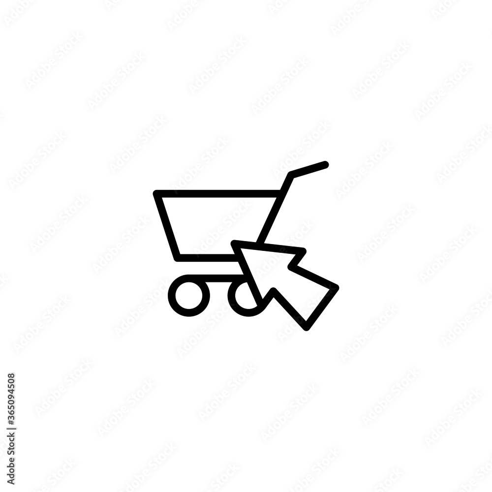 Online shop vector icon  in black line style icon, style isolated on white background