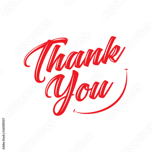 Words of thanks. Modern handwriting typography with red colour and smiley lines. Stock illustration for any design, greeting cards, presentation, etc.