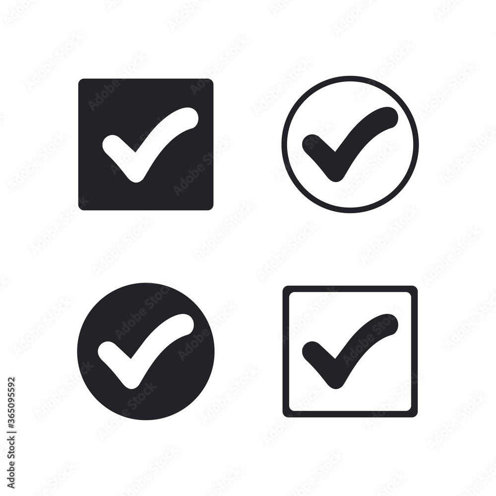 Check mark buttons icon symbol vector Check mark buttons icon symbol vector