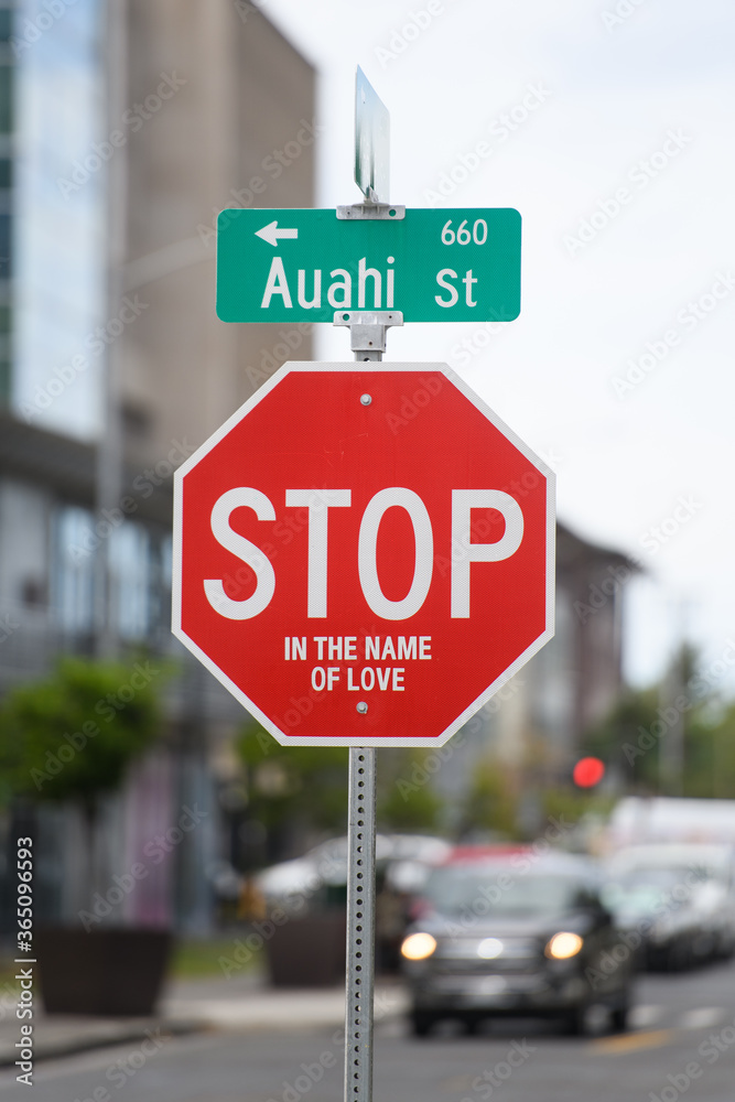 止まれ、道路標識、アメリカ、