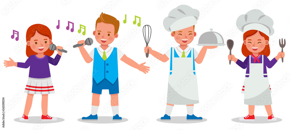 Set of children character vector design. Presentation in various action with emotions. Set of children character vector design. Presentation in various action with emotions.