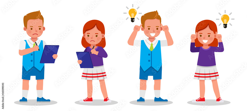 Set of children character vector design. Presentation in various action with emotions. Set of children character vector design. Presentation in various action with emotions.
