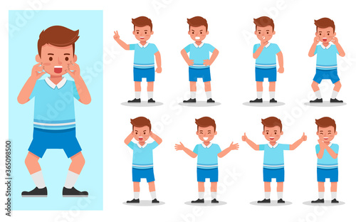 Set of children character vector design. Presentation in various action with emotions and expression.