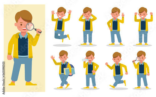 Set of children character vector design. Presentation in various action with emotions and expression.