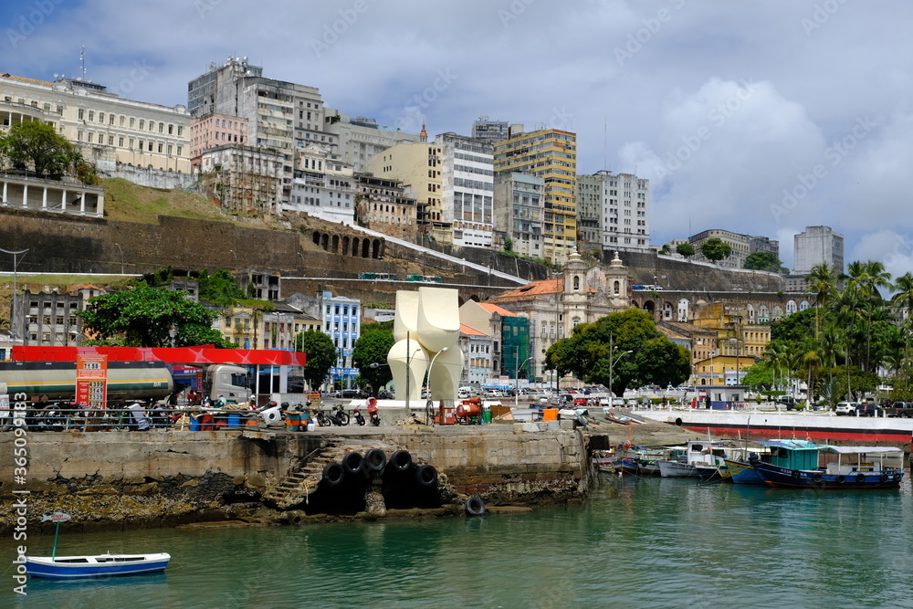 Fototapeta premium Salvador Bahia Brazil - Slavador port and Market Ramp Fountain