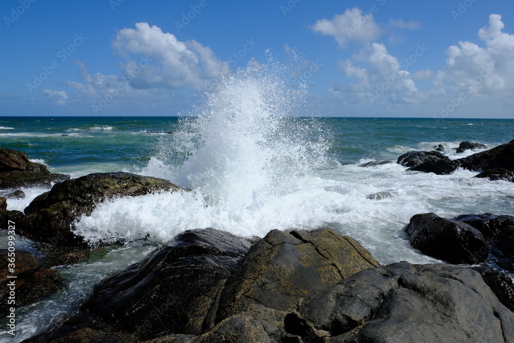 Salvador Bahia Brazil - Sea view and breakwaters at Barra Lighthouse