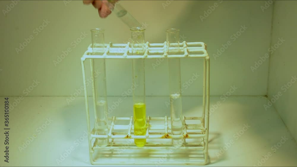 Precipitation reaction where two solutions are mixed, and a low soluble precipitate is produced
