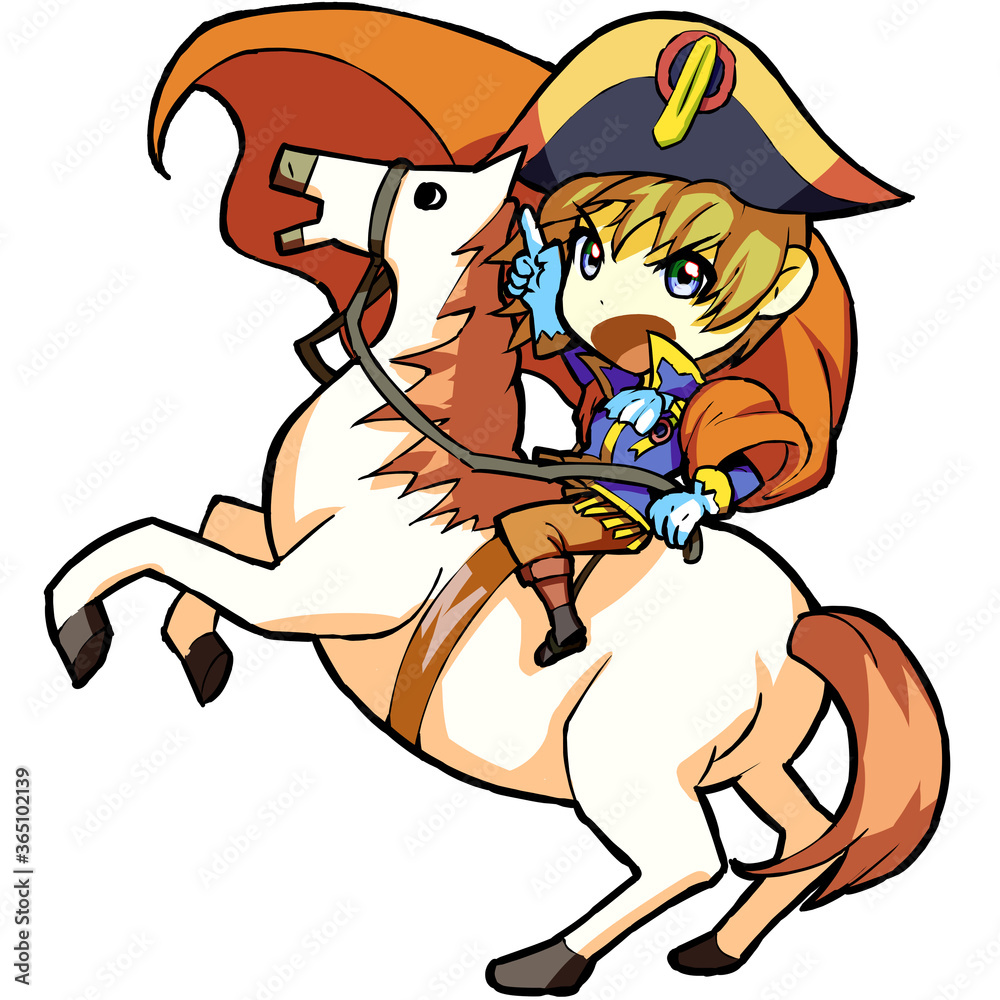 アニメ風 ナポレオンのsdデフォルメイラスト 騎乗バージョン Stock Illustration Adobe Stock