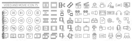 Video and movie related icons set 75
