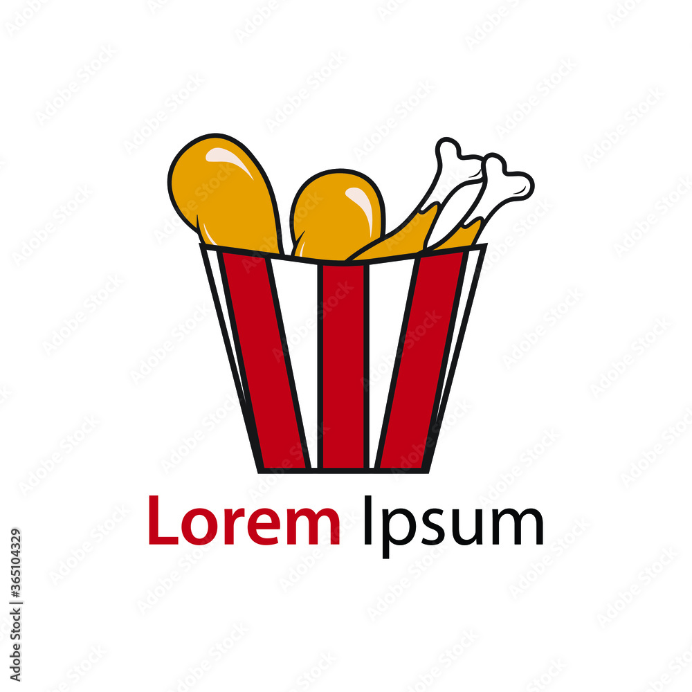 Chicken legs basket icon isolated on white background vector illustration. Street fast food vector graphic.