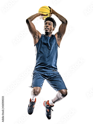 one african basketball player young man in studio isolated on white background © snaptitude