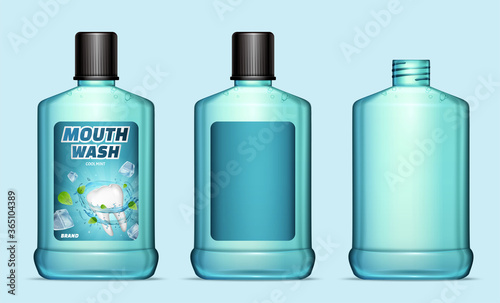Cool mint mouthwash bottles mockup