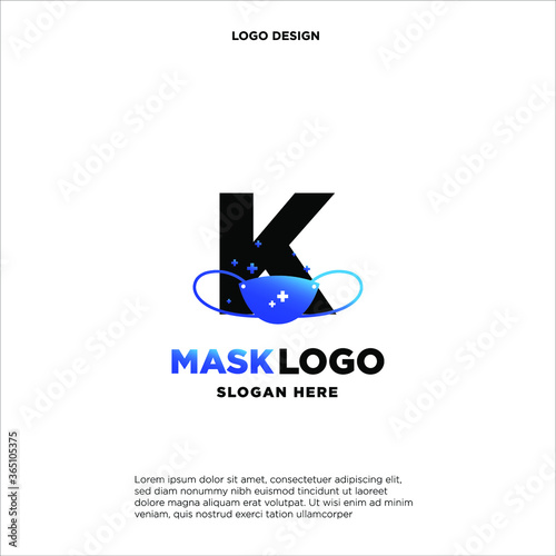 Initial letter N logo template with mask or shield illustration in flat design monogram symbol