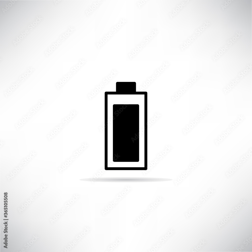 battery icon with shadow on gray background vector illustration battery icon with shadow on gray background vector illustration
