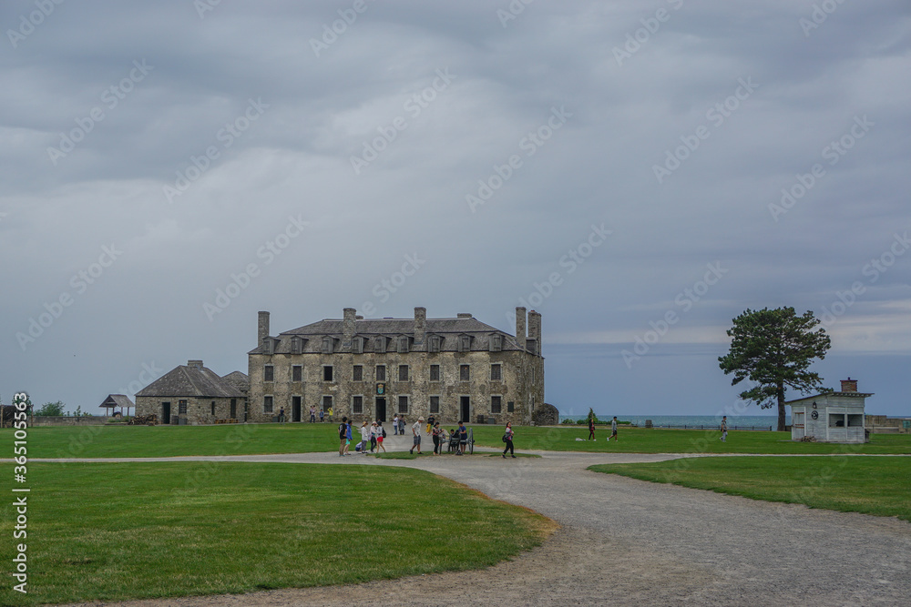 Porter, New York, USA: Visitors on the 23-acre grounds of Old Fort Niagara; the 18th-century 