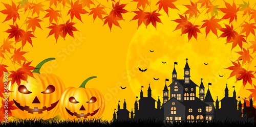 ハロウィン　かぼちゃ　城　背景